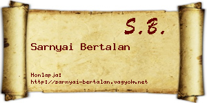 Sarnyai Bertalan névjegykártya